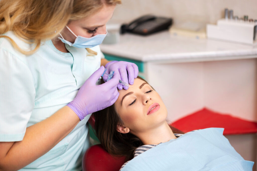 Woman getting Botox injections for the first time